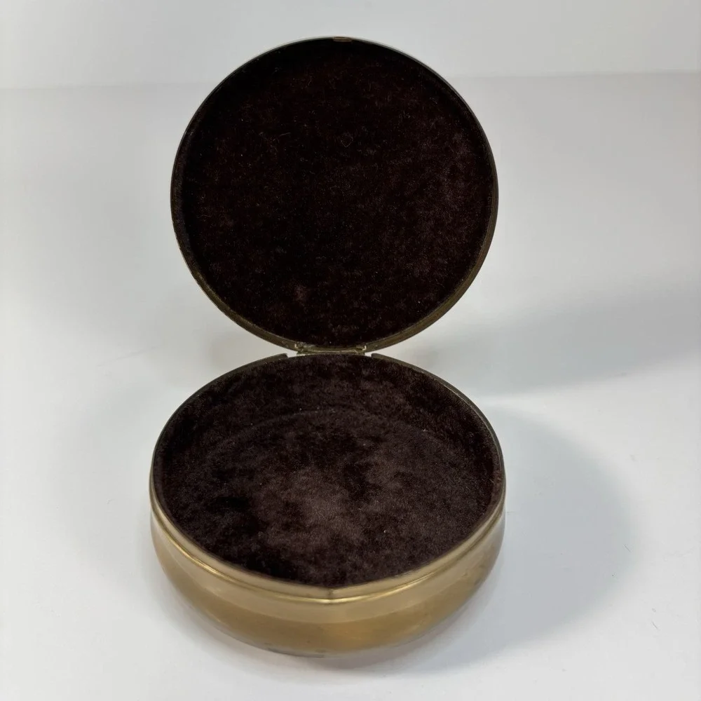 Vtg Floral Embroidered Gold trinket Box Petit Point Cottagecore Coquette